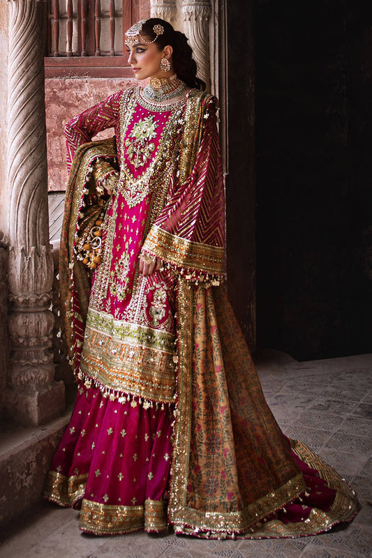Naranji Bagh MNR by Ayzal Fatimah | Shocking Pink Fancy Organza 4PC Wedding Suit