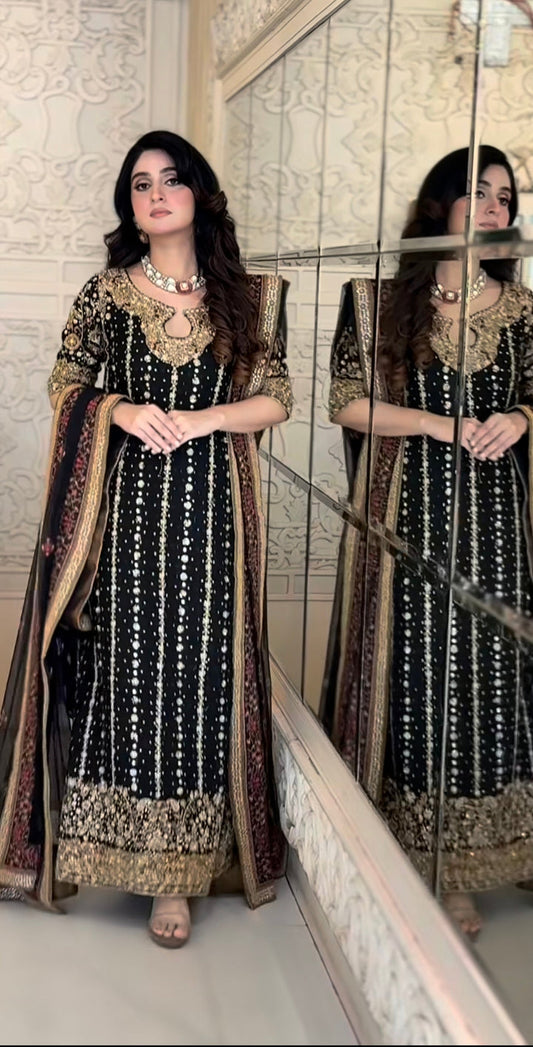 Zainab - Haris Shakeel by Ayzal Fatimah | Black Fancy Organza 3PC Wedding Suit