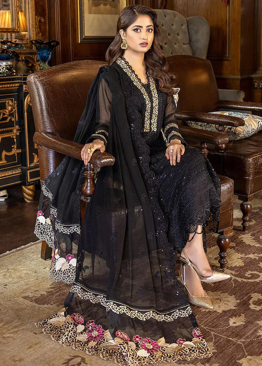 Maria B. Crystal Black by Ayzal Fatimah | Hand-Embellished Sequenc 3PC Formal Wear