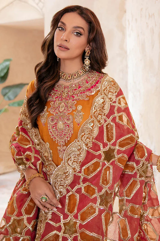 Imrozia Aangan – Gul-e-Rana by Ayzal Fatimah | Rust Fancy Organza 4PC Wedding Suit