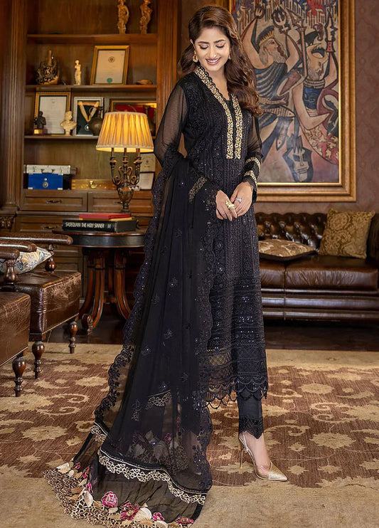 Maria B. Crystal Black by Ayzal Fatimah | Hand-Embellished Sequenc 3PC Formal Wear